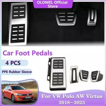 Для Volkswagen Polo AW BZ VW Virtus 2018~2024 Автомобильные педали тормоза без сверления Накладки на педаль акселератора Детали интерьера Аксессуары