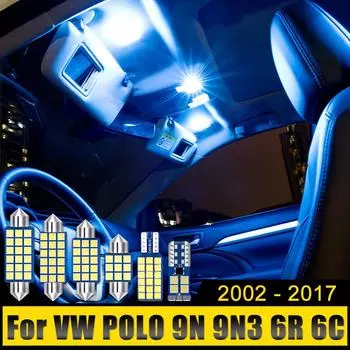 Для Volkswagen VW POLO 9N 9N3 6R 6C 2002-2012 2013 2014 2015 2016 2017 8 шт. Автомобильные лампы для чтения, лампы для зеркала, лампы для багажника 9N 9N3 - 8PCS
