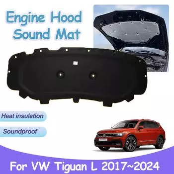Для Volkswagen VW Tiguan L AD1 BW2 LWB 2017~2024 автомобильный капот двигателя звукоизоляционная прокладка теплоизоляция хлопок огнестойкие аксессуары для интерьера