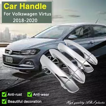 Для Volkswagen VW Virtus 2018 прочный хромированный чехол для дверной ручки, отделка автомобильной крышки, аксессуары, Стайлинговые наклейки No Keyless Entry