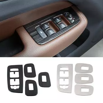 Для Volvo XC60 LHD 2018 2022 внутренняя дверь подлокотник переключатель подъема окна кнопка панели крышка отделка из нержавеющей стали серебряный