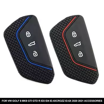Для VW Golf 8 Mk8 GTI GTD R ID3 ID4 2020 Украшение Силиконовый чехол для автомобильного ключа Держатель для брелока Крышка Отделка Автомобильные аксессуары