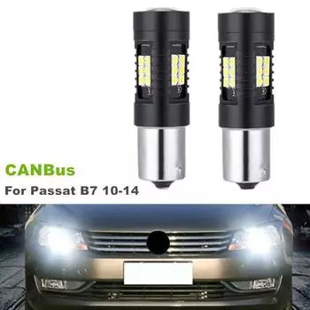 Для VW Passat B7 2010-2014 2 шт./лот BA15S CANBus безошибочный белый светодиодный DRL дневные ходовые огни лампы