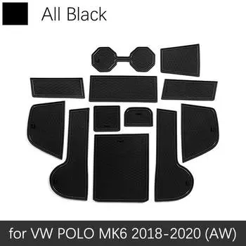 Для VW Volkswagen POLO MK6 AW 2018 резиновый противоскользящий коврик для двери с канавкой под чашку, подушка для телефона, подушка для ворот, каботажное судно автомобиля чёрный