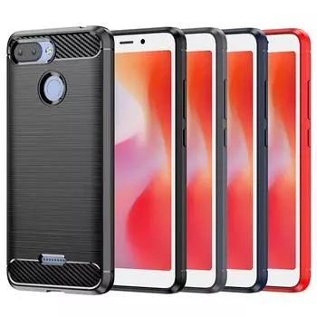 Для xaomi redmi 6 6a 7 7a Чехол из углеродного волокна Чехол для xiaomi redmi 6 7 pro Противоударные чехлы для телефонов Прочный гибкий бампер-домик Redmi 6 чёрный