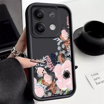 Для Xiaomi 13T Pro 11T Poco F6 X6 X5 Pro Redmi Note 13 12 4G 11 10 Pro Max чехол красивый противоударный чехол с цветочным принтом мягкий матовый силиконовый чехол для телефона Xiaomi 13T / 13T Pro чёрный