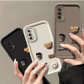 Для Xiaomi 14 13 Pro милый 3D медведь мультфильм силиконовый мягкий чехол для телефона для Xiaomi Redmi Note13 Pro K30 5G Redmi 12 13C 4G чехол Note13ProPlus 5G кофейный