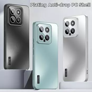 Для Xiaomi 14 Pro Ultra Dazzle Plating PC Shell Camera Full Cover с пленкой для объектива Super Anti Drop Silica gel Edge Anti-slip Case Protector For Xiaomi 14 чёрный