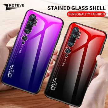 Для Xiaomi Mi Note 10 чехол из закаленного стекла с градиентом, чехол для Xiaomi Note 10 Pro Xiomi Mi 10 Mi10 Note10 Lite, чехлы для телефонов Xiaomi Mi10 чёрный