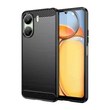 Для Xiaomi Poco C65 C 65 4G чехол Броня из углеродного волокна ТПУ Мягкая силиконовая задняя крышка чехол для телефона For Xiaomi Poco C65 4G чёрный