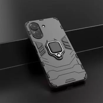 Для Xiaomi Poco C65 C 65 4G чехол противоударный жесткий чехол-подставка для телефона с кольцом задняя крышка For Xiaomi Poco C65 4G чёрный