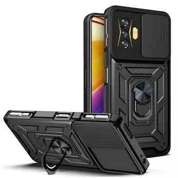 Для Xiaomi Pocophone Poco F4 GT чехол противоударный бронированный автомобильный магнитный держатель кольцо для Poco F4 слайд-камера защитный чехол For Poco F4 серебряный