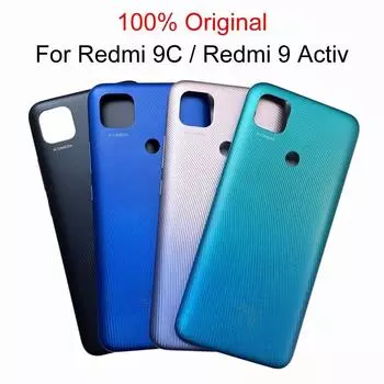 Для Xiaomi Redmi 9C/Redmi 9 Activ Задняя крышка аккумулятора Задняя дверь Корпус Панель Кнопка регулировки громкости Контакты Замена чёрный