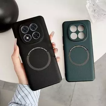 Для Xiaomi Redmi Note 14 Pro Plus чехол из искусственной кожи с беспроводной зарядкой защитный чехол для задней крышки для Redmi Note 14 14pro Shell For Redmi Note 14 4G чёрный