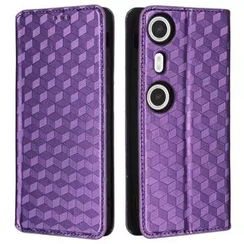 Для XREAL Beam Pro Чехол-кошелек Ромбовидный оттиск Кожаный чехол для телефона Purple
