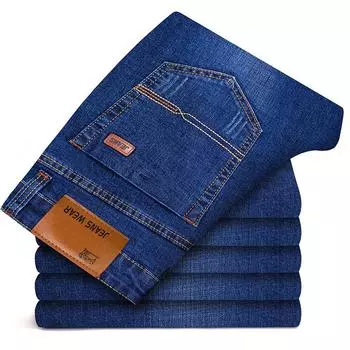 Dm Clothingmen S Модные джинсы Деловые повседневные эластичные узкие джинсы Классические брюки Джинсовые брюки 28 чёрный