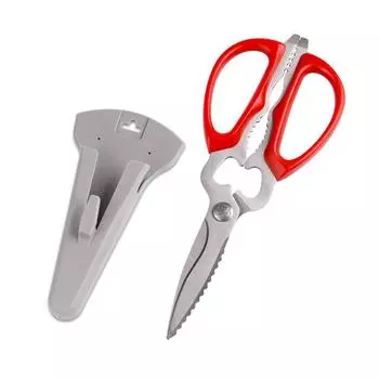 Dobeli 9inch Kitchen Multitool Household Professional Chicken Bone Scissors Multifunctional Food Cuting Tools With Nutcracker красный