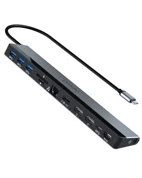 Docking Station HDMI 2x NewQ 12 in 1 TypeC Hub Laptop Docking Station HDMI 4K PD in 100W Power MacBook Pro For 4K 60Hz-30Hz, 4USB-A, USB-C, Audio,