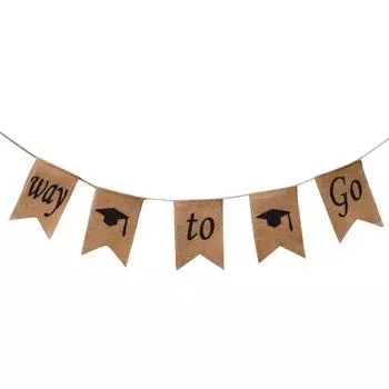 Doctoral Burlap Banner Hanging Linen Swallowtail Flags for Graduation Ceremony Party Decor