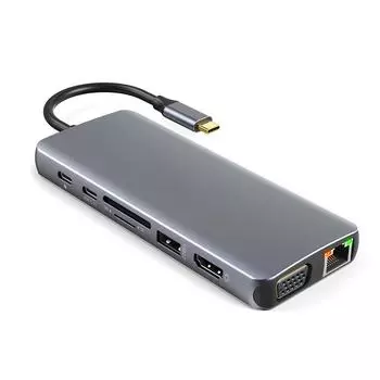Dodocool 14-в-1 USB-концентратор C 4K USB C к HDMI VGA Gigabit Ethernet 100 Вт PD Устройство чтения карт SD/TF Type-C