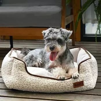 Dog Bed for Medium Small Japan Dogs Rectangle Washable Sleeping Pet Sofa Bed Soft Calming Korea Cat Puppy Beds for Indoor Cats S 50x40x15cm белый