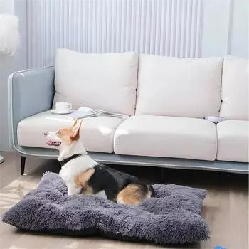 Dog Bed Washable Plush Pet Bed Warm Large Bed for Dogs Winter Cushion Sleeping Comfoetable Mats Durable Pad Dog Accessories 90x70cm чёрный
