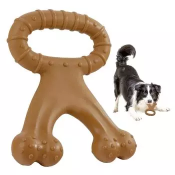 Dog Chew Toy for Aggressive Chewers Durable Wishbone Double headed beef flavor коричневый