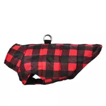 Dog Clothes For Small Dogs Cats Plaid Print Dogs Coat Cats Jacket With Zipper Waterproof Winter Puppy Vest Costume Pet Apparel S черный белый