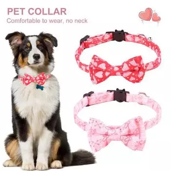 Dog Collar Love-heart Pattern Decorative Adjustable Breakaway Pet Cats Dogs Bow-knot Collars красный