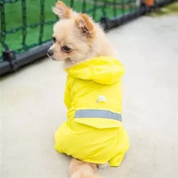 Dog Four-Legged Raincoat Hooded Reflective Waterproof Dog Rain Jacket for Small Medium Dogs Pet Poncho Clothes with Leash Ring XS красный