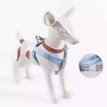 Dog Harness Vest for Small Dogs Adjustable Puppy Harness Vest with Leash Outdoor Walking Pet Rope Cat Harness Chihuahua Supplies S небесно-голубой