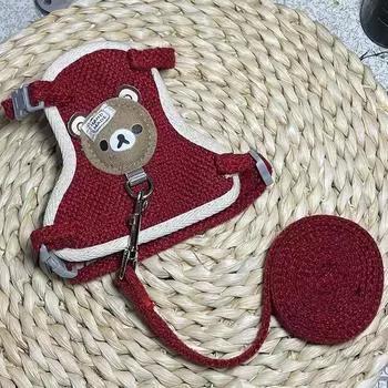 Dog leash vest Teddy Bigbear Small dog chest strap Cat walking rabbit leash Pet supplies S size recommended below 2-3kg красный