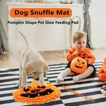 Dog Snuffle Mat Halloween Pumpkin Snuffle Mat Dog Slow Feeding Mat Smelling Pad Pet Training Toys Dogs Sniffing Cushion