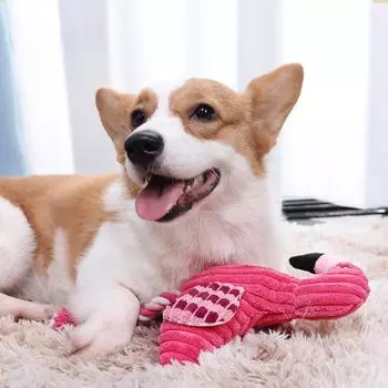 Dog Squeaky Toy Flamingo Cotton Rope Interactive Puppy Teething Toy Dog Tug Dog Chewing Toy Pet Training Products Pet Chew Toys