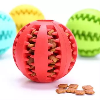 Dog Toy Interactive Pet Rubber Balls for Small Large Dogs Puppy Cat Chewing Toys Pet Tooth Cleaning Indestructible Dog Food Ball 5cm красный