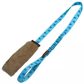Dog Toy Rabbit Fur Squeaky Bungee Chaser Blue Pull Toy with Whistle Whistle Genuine Product Tug-E-Nuff 15860-BP синий