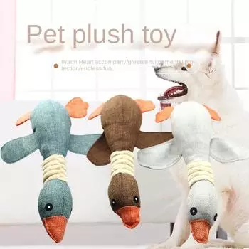 Dog Toys for Aggressive Chewers Indestructible Large Breed and Squeaky Geese for Large Small Medium Dogs Goose Fleece Dog Toys серый