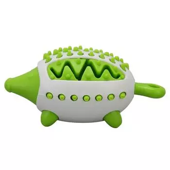 Dog Treat Dispensing Toy Teeth Grinding Cleaning Bite Resistant Hedgehog Shape Puppy Chewing Puzzle зелёный
