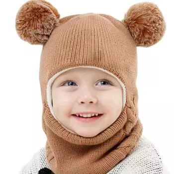 Doitbest Baby Boy Beanie Protect Neck Solid Windproof Winter Child Infant Knit Hat Triated warm Fleece Kids Girls Earflap Hats