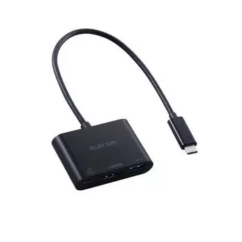 Док-станция ELECOM USB-C Hub 3 в 1 PD100W для зарядки смартфона 7,5 Вт, совместимость с HDMI 4K, высокая скорость??Передача данных 5 Гбит/с Черный DST-W11