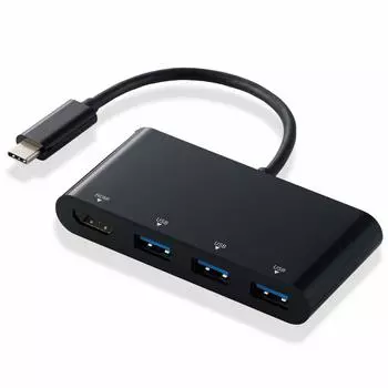 Док-станция ELECOM USB Hub с портом HDMI, совместимым с 4K x 3 порта, совместимыми с и другими типами устройств: Type-C 4-в-1 DST-C15BK/EC USB3.0 Macbook/Macbook Pro/iPad чёрный