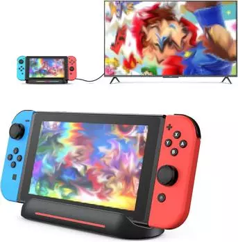 Док-станция LinYuvo TV для Switch/OLED, портативный 4K HDMI TV Switch Dock Adapter с портом HDMI USB 3.0 и зарядкой USB C розовый