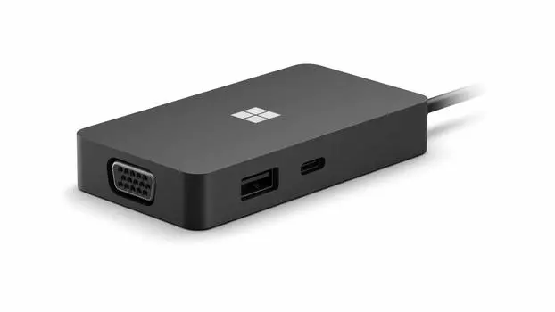 Док-станция Microsoft Travel Hub, легкий HDMI-аксессуар для проводной локальной сети, совместимый с Windows, Mac, Android, Chrome, Surface, USB-C, SWV-00006 чёрный