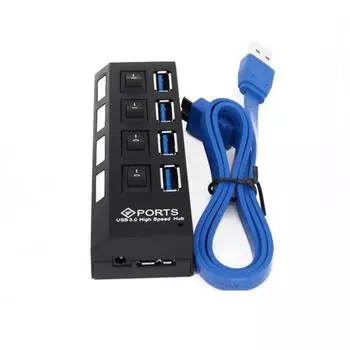 Док-станция USB3.0 с 4 портами, независимый переключатель, пластиковый высокоскоростной USB-кабель, концентратор для зарядного устройства телефона, без драйверов белый