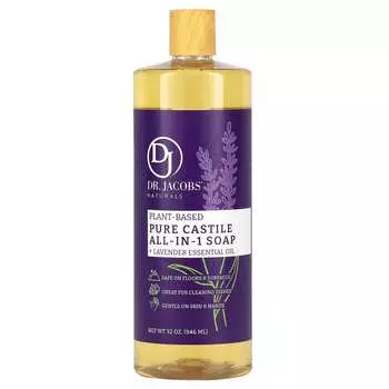Доктор. Jacobs Naturals, Botanical Pure Castile, мыло «все в одном», эфирное масло лаванды, 32 унции (946 мл)