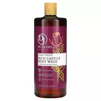 Доктор. Jacobs Naturals, Botanical Rich Castile, гель для душа, омолаживающая роза, 32 унции (946 мл)