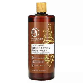 Доктор. Jacobs Naturals, Botanical Rich Castile, гель для душа, успокаивающее сандаловое дерево, 32 унции (946 мл)