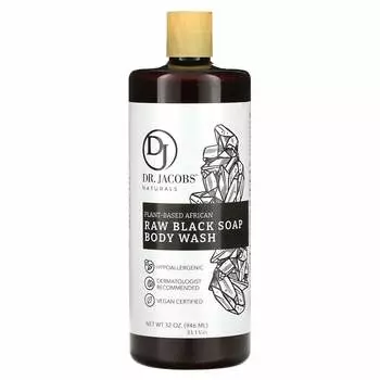 Доктор. Jacobs Naturals, Ботаническое африканское сырое черное мыло для душа, 32 унции (946 мл)