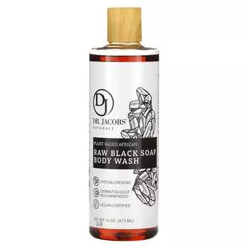 Доктор. Jacobs Naturals, Ботаническое африканское сырое черное мыло для душа, 16 унций (473 мл)