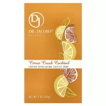 Доктор. Jacobs Naturals, Кастильское мыло-отшелушивающее с люфой, коктейль «Цитрусовый краш», 5 унций (142 г)